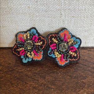 Embroidered Floral Earrings